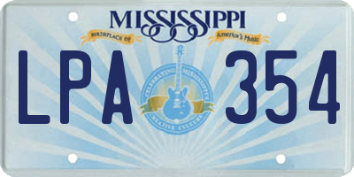 MS license plate LPA354