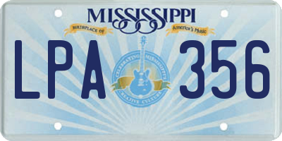 MS license plate LPA356