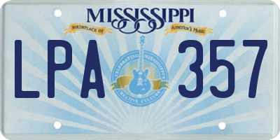 MS license plate LPA357