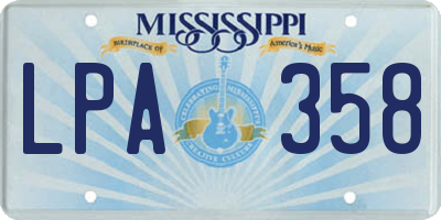MS license plate LPA358