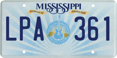 MS license plate LPA361