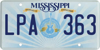 MS license plate LPA363