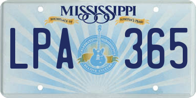MS license plate LPA365