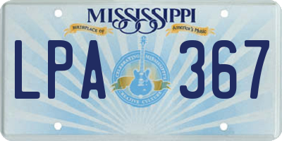 MS license plate LPA367