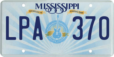 MS license plate LPA370