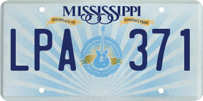 MS license plate LPA371