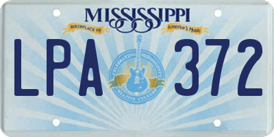 MS license plate LPA372