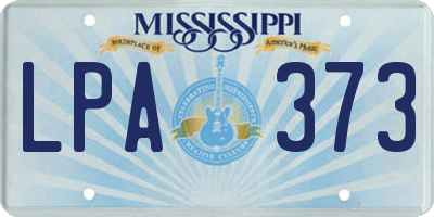 MS license plate LPA373