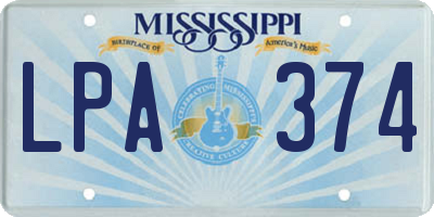MS license plate LPA374