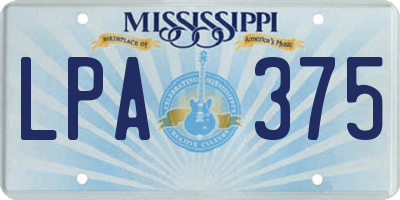 MS license plate LPA375