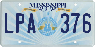 MS license plate LPA376