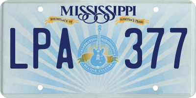 MS license plate LPA377