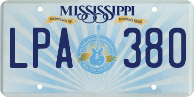 MS license plate LPA380