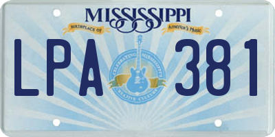 MS license plate LPA381