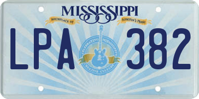 MS license plate LPA382