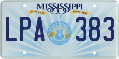 MS license plate LPA383