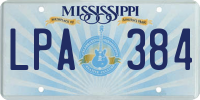 MS license plate LPA384