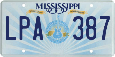 MS license plate LPA387