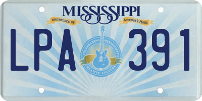 MS license plate LPA391