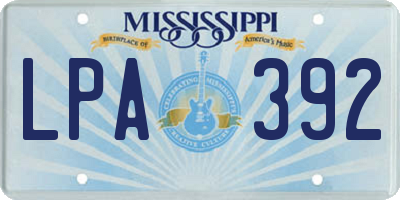MS license plate LPA392
