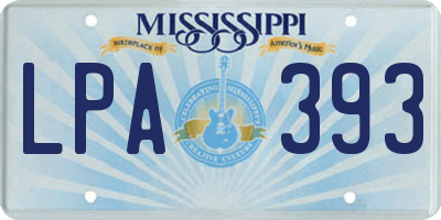 MS license plate LPA393