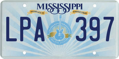 MS license plate LPA397