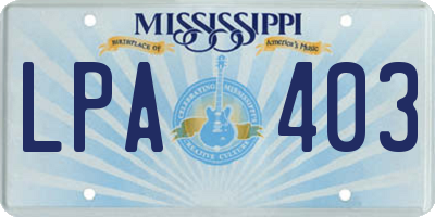 MS license plate LPA403