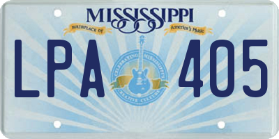 MS license plate LPA405