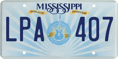 MS license plate LPA407
