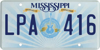 MS license plate LPA416