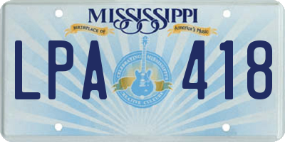 MS license plate LPA418