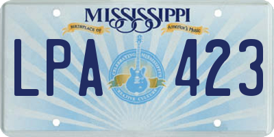 MS license plate LPA423