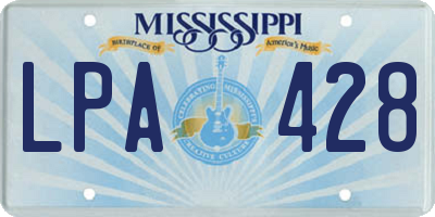MS license plate LPA428