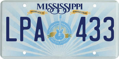MS license plate LPA433