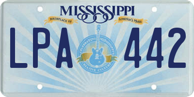MS license plate LPA442