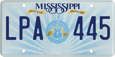 MS license plate LPA445