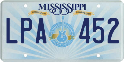 MS license plate LPA452