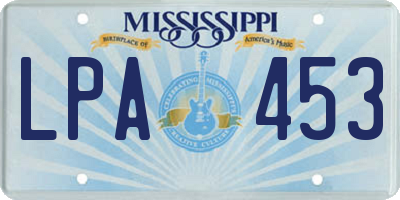 MS license plate LPA453