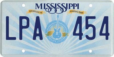 MS license plate LPA454