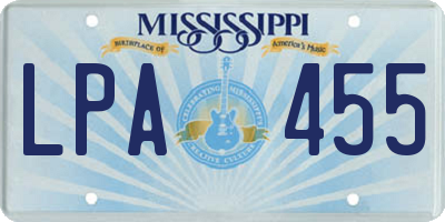 MS license plate LPA455