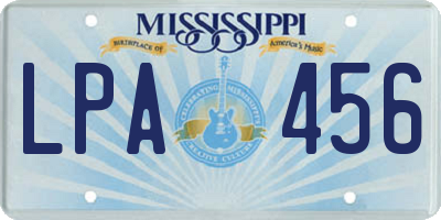 MS license plate LPA456