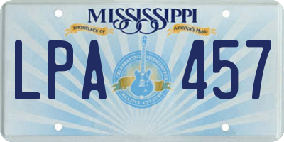 MS license plate LPA457