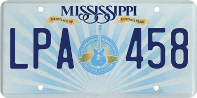 MS license plate LPA458