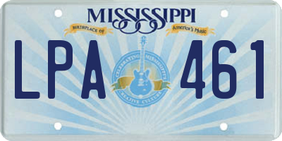 MS license plate LPA461