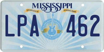 MS license plate LPA462