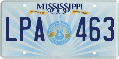 MS license plate LPA463