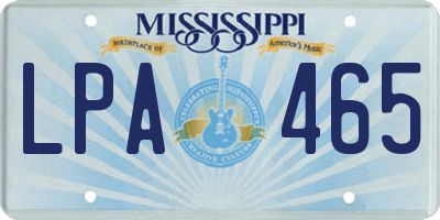 MS license plate LPA465