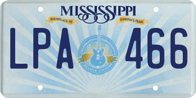 MS license plate LPA466