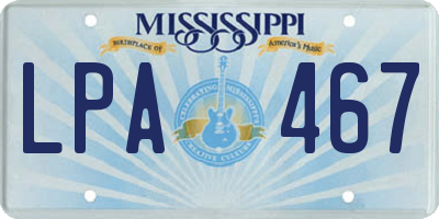 MS license plate LPA467