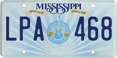 MS license plate LPA468